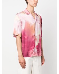 Camicia a maniche lunghe stampata rosa di Laneus