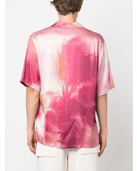 Camicia a maniche lunghe stampata rosa di Laneus