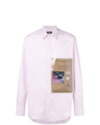 Camicia a maniche lunghe stampata rosa di Raf Simons