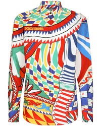 Camicia a maniche lunghe stampata rossa di Dolce & Gabbana