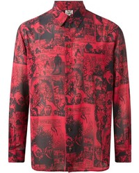 Camicia a maniche lunghe stampata rossa di Jean Paul Gaultier