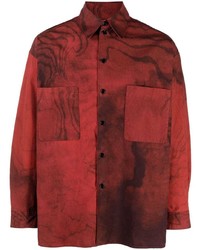 Camicia a maniche lunghe stampata rossa di Lemaire