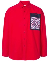 Camicia a maniche lunghe stampata rossa di Yoshiokubo