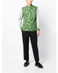 Camicia a maniche lunghe stampata verde menta di Comme des Garcons Homme Deux