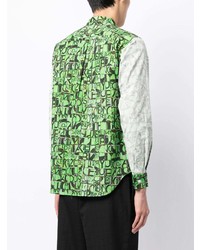 Camicia a maniche lunghe stampata verde menta di Comme des Garcons Homme Deux
