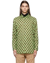 Camicia a maniche lunghe stampata verde menta di Dries Van Noten