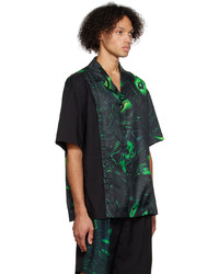 Camicia a maniche lunghe stampata verde oliva di Feng Chen Wang