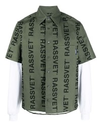 Camicia a maniche lunghe stampata verde oliva di PACCBET