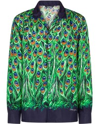 Camicia a maniche lunghe stampata verde di Dolce & Gabbana