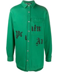 Camicia a maniche lunghe stampata verde di Palm Angels