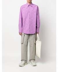 Camicia a maniche lunghe stampata viola chiaro di MSGM