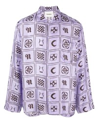 Camicia a maniche lunghe stampata viola chiaro di Nanushka
