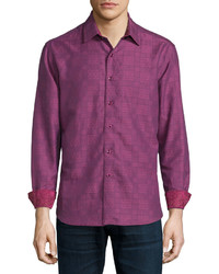 Camicia a maniche lunghe stampata viola melanzana