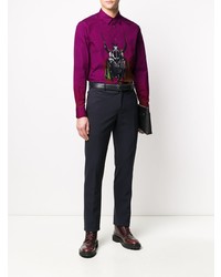 Camicia a maniche lunghe stampata viola melanzana di Paul Smith