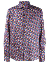 Camicia a maniche lunghe stampata viola melanzana di Etro
