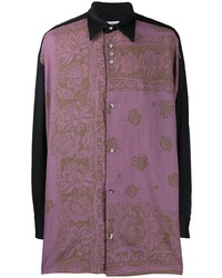 Camicia a maniche lunghe stampata viola melanzana di Magliano