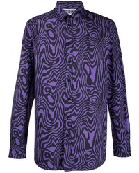 Camicia a maniche lunghe stampata viola di Moschino