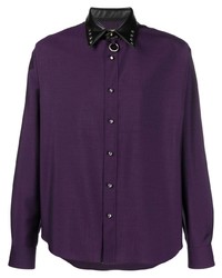 Camicia a maniche lunghe viola di Roberto Cavalli