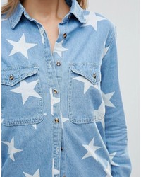 Camicia con stelle azzurra di Glamorous