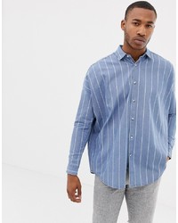 Camicia di jeans a righe verticali azzurra di ASOS DESIGN