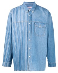 Camicia di jeans a righe verticali azzurra di Martine Rose
