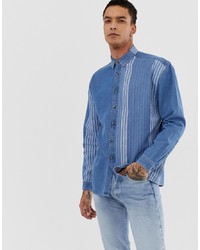 Camicia di jeans a righe verticali blu di ASOS DESIGN