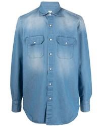 Camicia di jeans azzurra di Finamore 1925 Napoli
