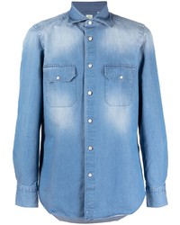 Camicia di jeans azzurra di Finamore 1925 Napoli