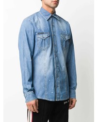 Camicia di jeans azzurra di Philipp Plein