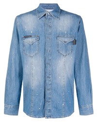 Camicia di jeans azzurra di Philipp Plein