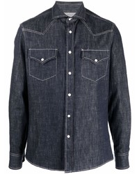 Camicia di jeans blu scuro di Brunello Cucinelli