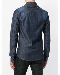 Camicia di jeans blu scuro di Philipp Plein