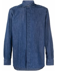 Camicia di jeans blu scuro di Ermenegildo Zegna