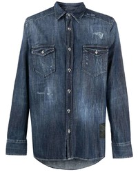 Camicia di jeans blu scuro di John Richmond