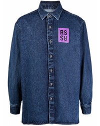 Camicia di jeans blu scuro di Raf Simons