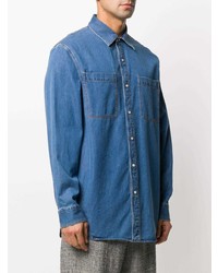 Camicia di jeans blu di Versace