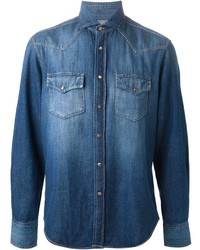 Camicia di jeans blu di Brunello Cucinelli