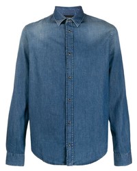 Camicia di jeans blu di Emporio Armani