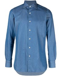 Camicia di jeans blu di Finamore 1925 Napoli