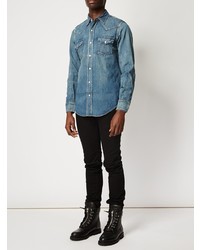 Camicia di jeans blu di Saint Laurent