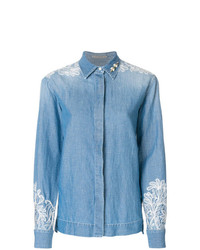 Camicia di jeans decorata azzurra di Ermanno Scervino