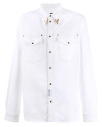Camicia di jeans decorata bianca di VERSACE JEANS COUTURE