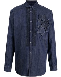 Camicia di jeans decorata blu scuro di DSQUARED2