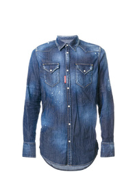 Camicia di jeans decorata blu di DSQUARED2