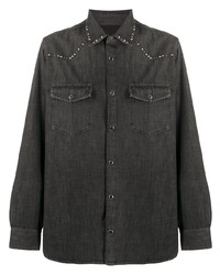 Camicia di jeans decorata grigio scuro