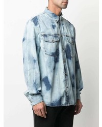 Camicia di jeans effetto tie-dye azzurra di VERSACE JEANS COUTURE