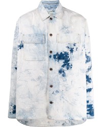 Camicia di jeans effetto tie-dye azzurra di Off-White