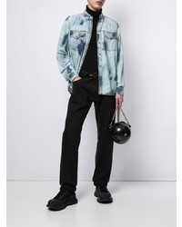 Camicia di jeans effetto tie-dye azzurra di VERSACE JEANS COUTURE