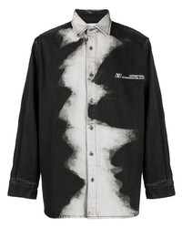 Camicia di jeans effetto tie-dye nera e bianca di Xander Zhou