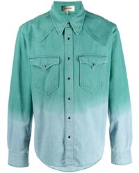 Camicia di jeans effetto tie-dye verde menta di Isabel Marant
